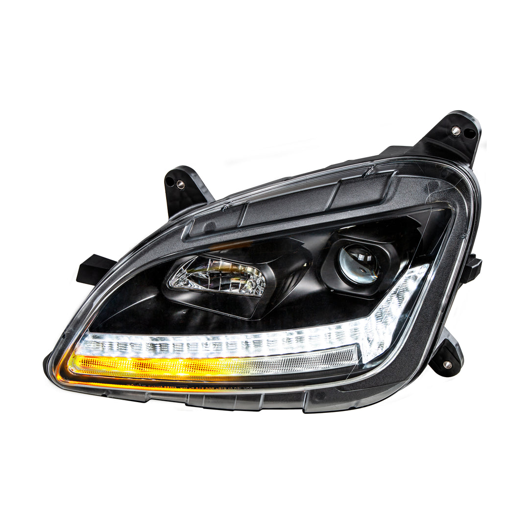 "Blackout" Projection Headlight With LED Sequential Turn &amp; DRL For 2012-2021 Peterbilt 579 - Driver