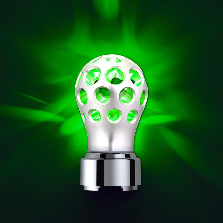 Thread-On Annodized Phoenix Style Ball Gearshift Knob With LED 9/10 Speed Adapter - Green LED