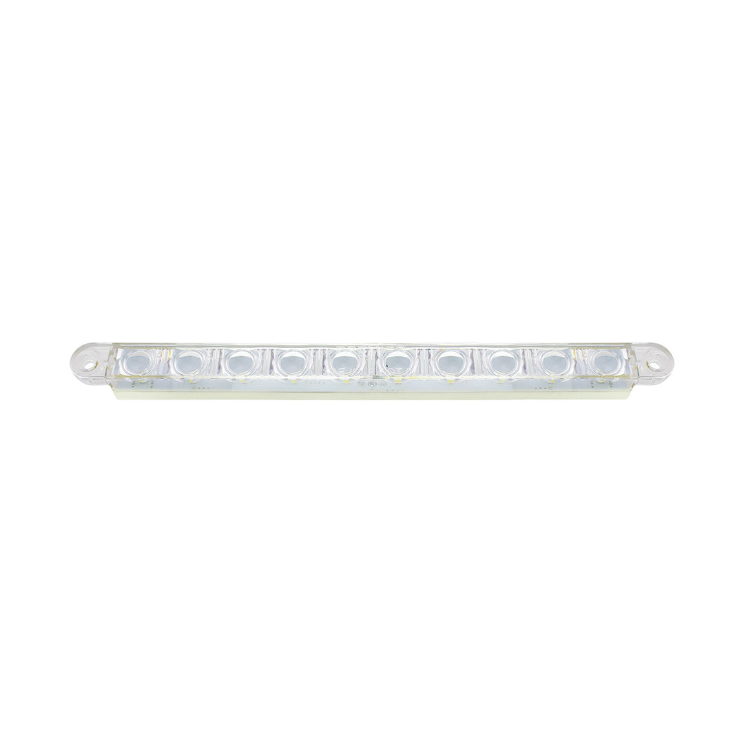 10 LED 9" Dual Function Light Bar - White LED/Clear Lens (Bulk)