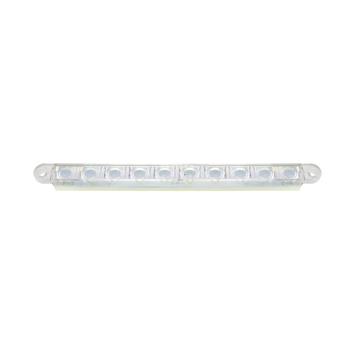 10 LED 9" Dual Function Light Bar - White LED/Clear Lens (Bulk)