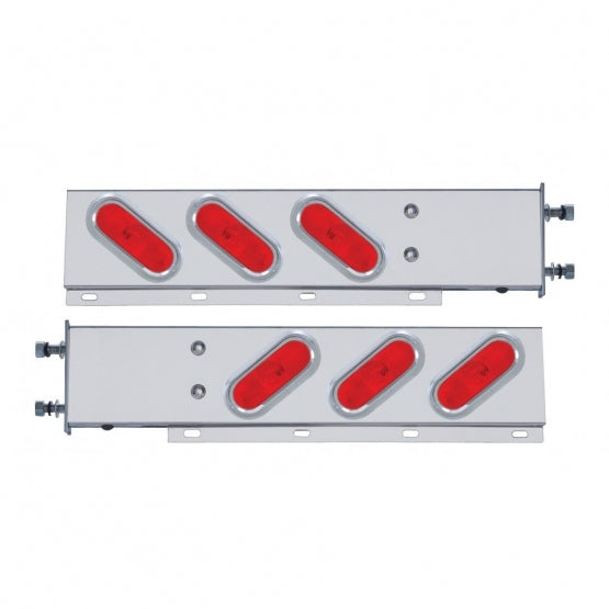 3-3/4" Bolt Pattern Stainless Spring Loaded Light Bar With 6X Oval Lights &amp; Visors (Pair)