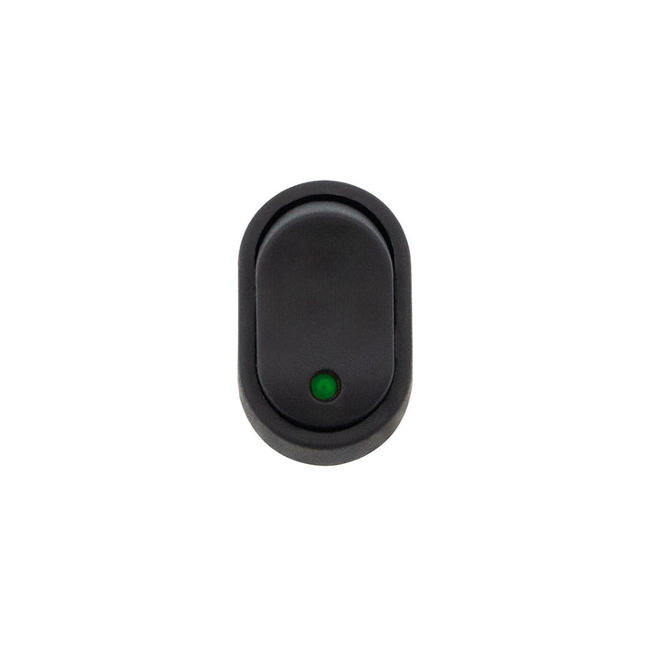Green LED Oval Rocker 16 Amp 12V On/Off 1/2" Dia. 1 Pc.