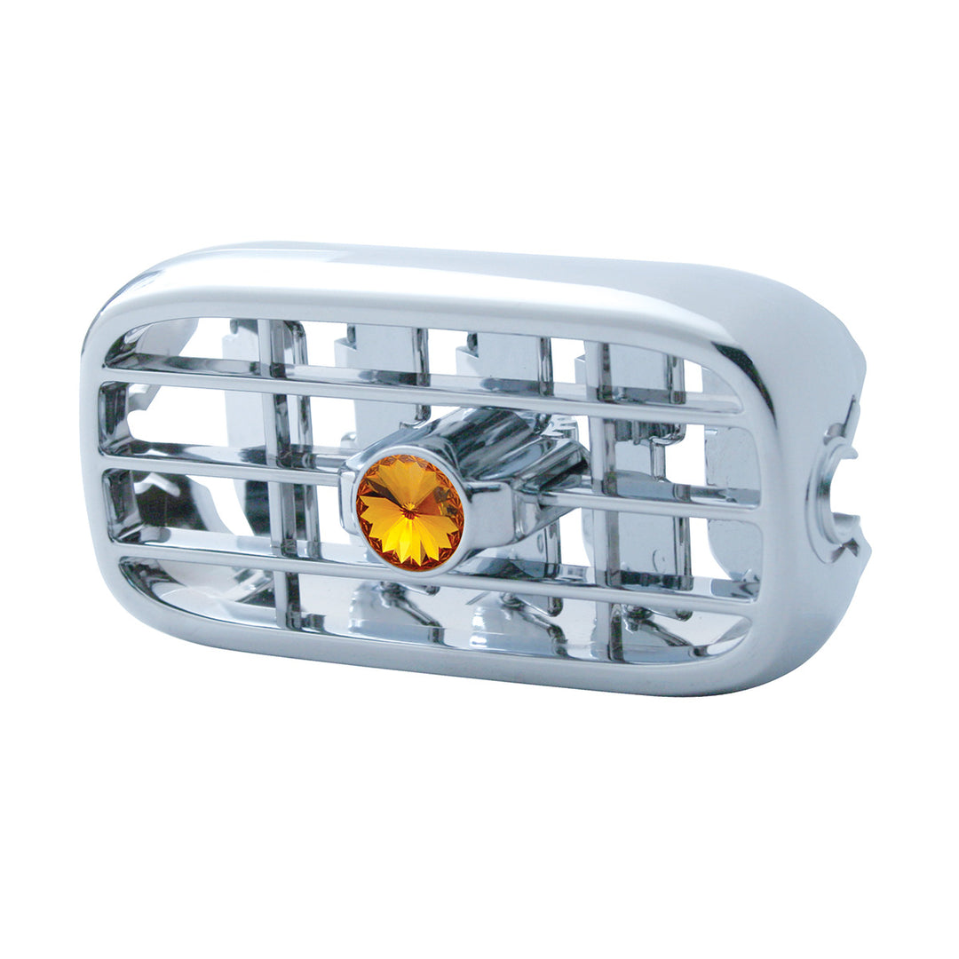 Chrome Plastic A/C Vent With Color Crystal For Peterbilt (2006+) - Amber Crystal