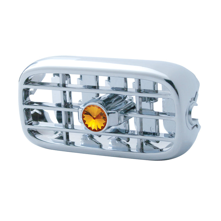 Chrome Plastic A/C Vent With Color Crystal For Peterbilt (2006+) - Amber Crystal