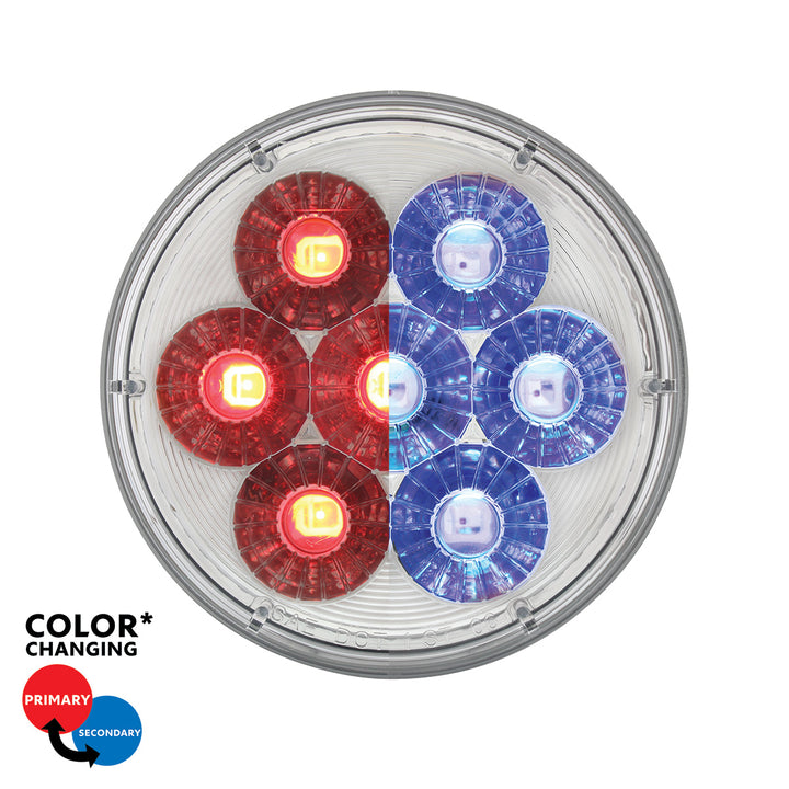 14 LED 4" Round Double Fury Light (Stop, Turn &amp; Tail) - Red &amp; Blue LED/Clear Lens