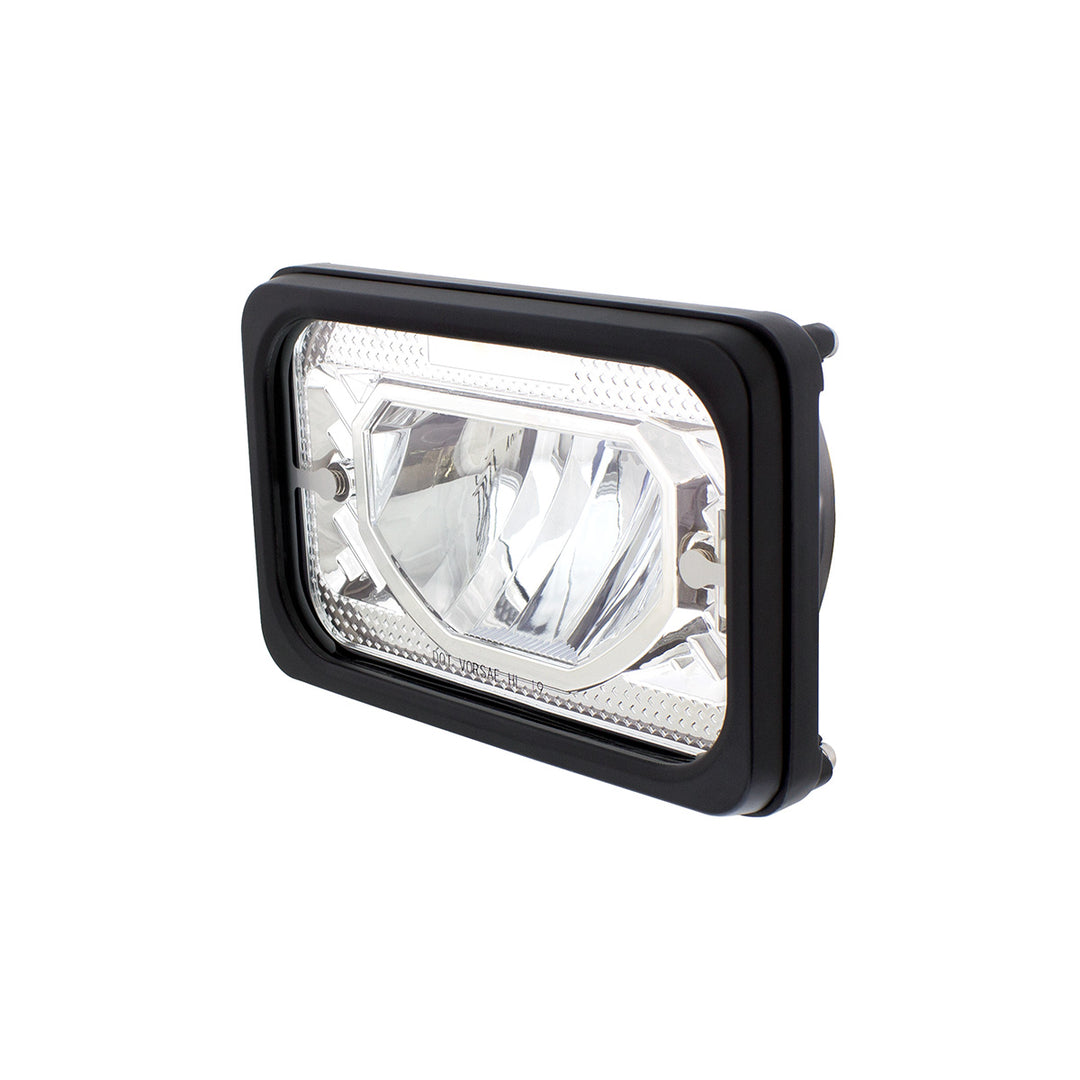 ULTRALIT - Heated 4" x 6" LED Headlight With Glass Lens &amp; Aluminum Housing - Low Beam - Chrome