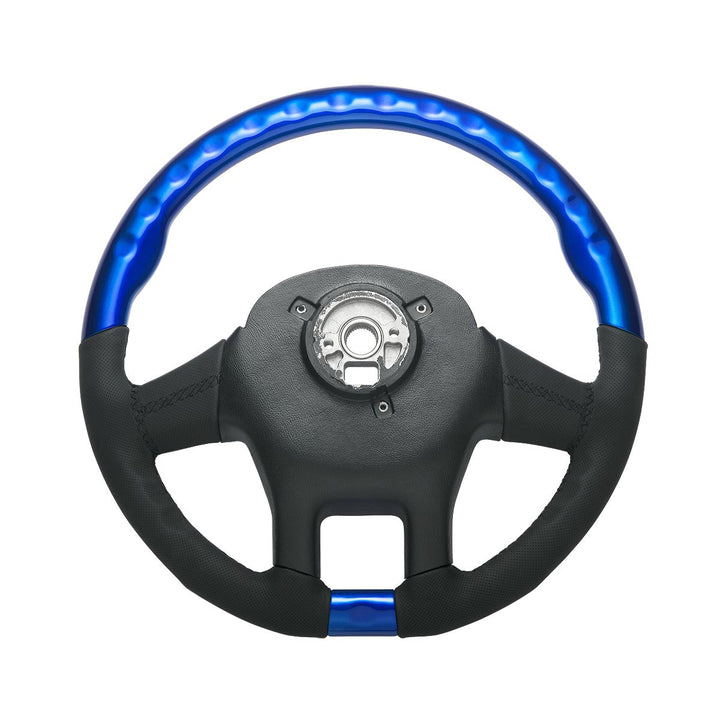 18" YourGrip Leather &amp; Wood Candy Color Steering Wheel For 2012-2021 PB 579&amp;2013-2021 KW T680 - Indigo Blue