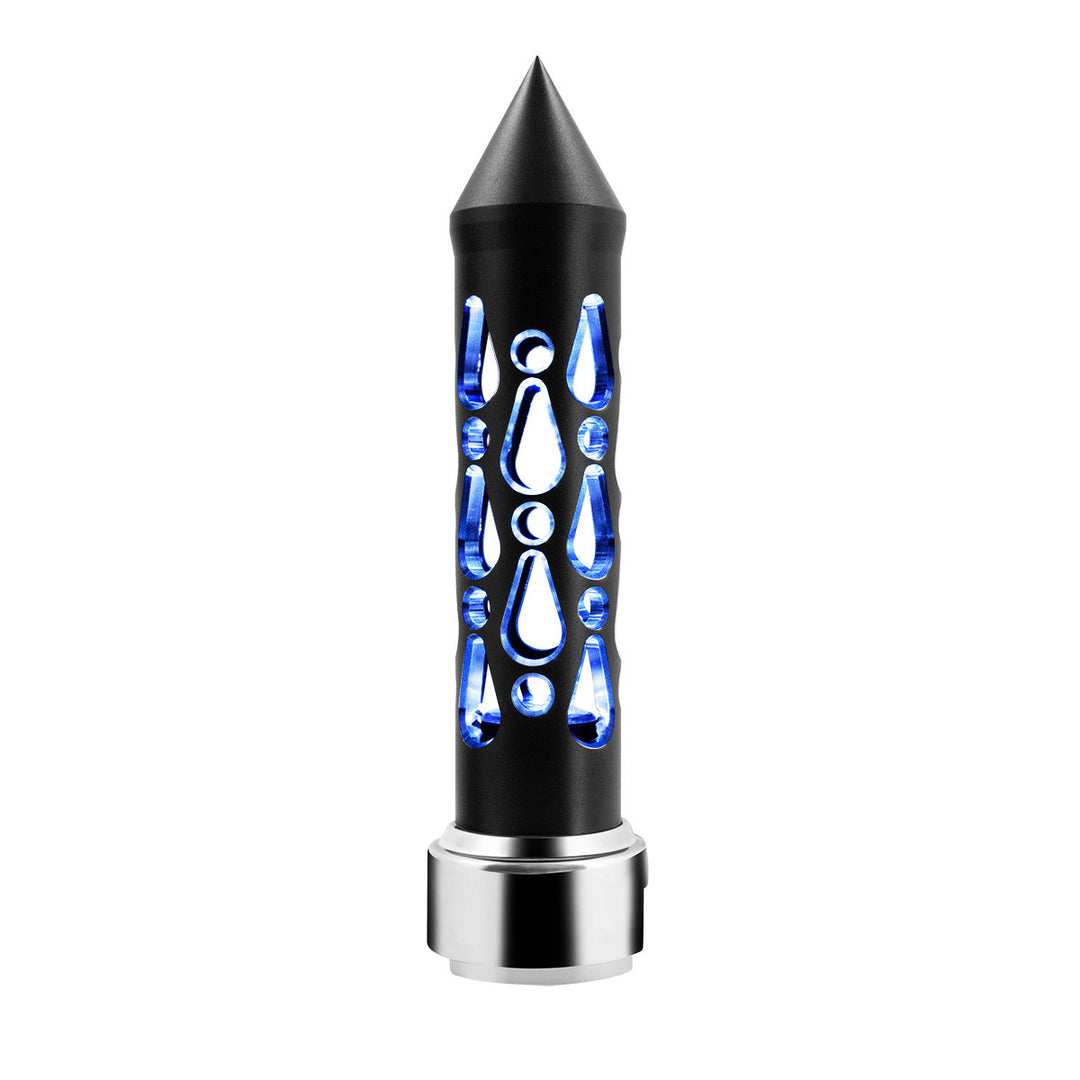 Thread-On Brooklyn Style Spike Gearshift Knob With LED 13/15/18 Speed Adapter - Matte Black/Blue LED