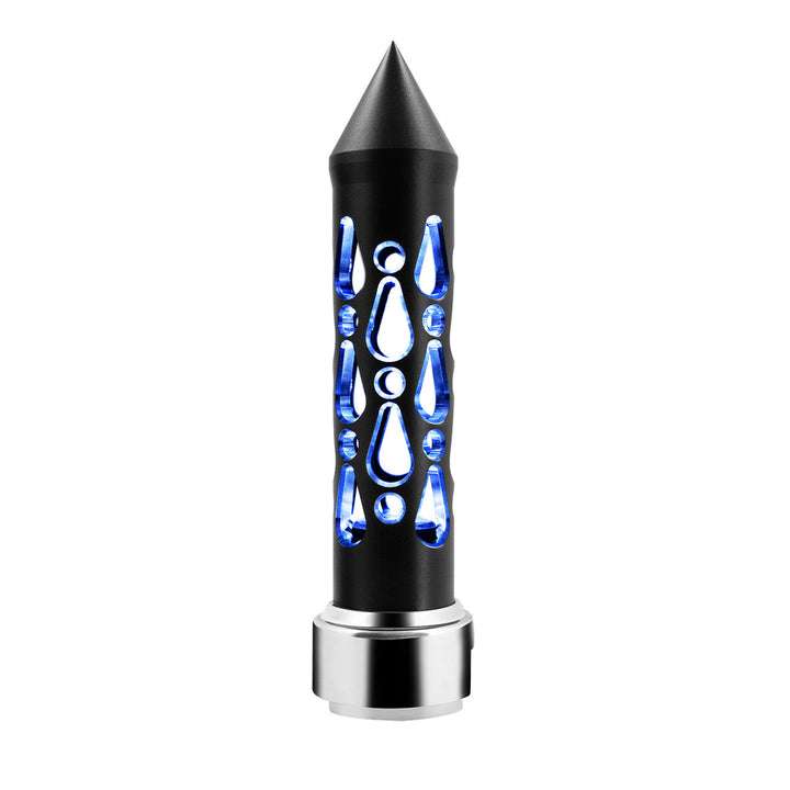 Thread-On Brooklyn Style Spike Gearshift Knob With LED 13/15/18 Speed Adapter - Matte Black/Blue LED