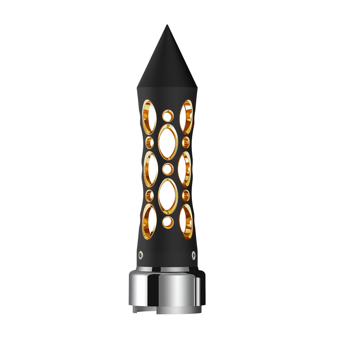 Thread-On Daytona Style Spike Gearshift Knob With LED 9/10 Speed Adapter - Black/Amber LED