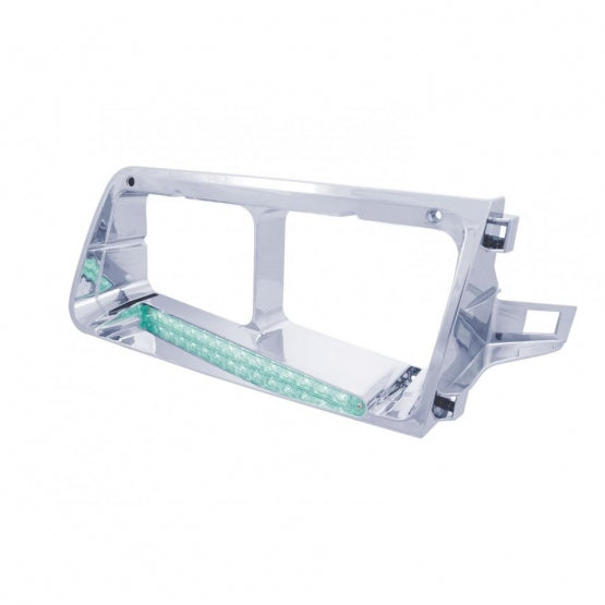 14 LED Headlight Bezel For 1989-2009 Freightliner FLD - Passenger - Green LED/Clear Lens