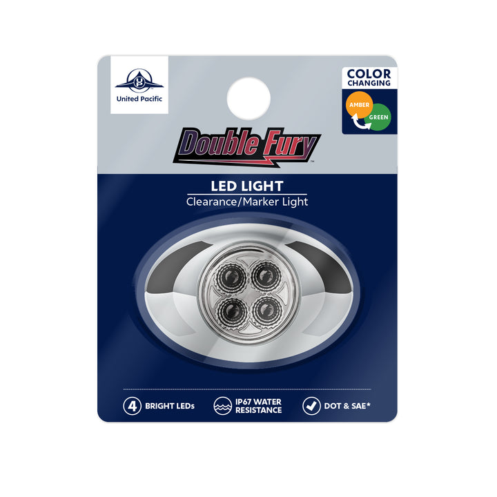 4 LED Double Fury Light (Clearance/Marker) - Amber &amp; Green LED/Clear Lens
