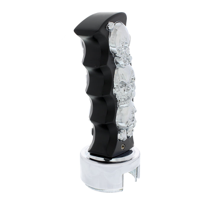 Skulls Pistol Grip Gearshift Knob With 13/15/18 Speed Adapter - Black/Chrome