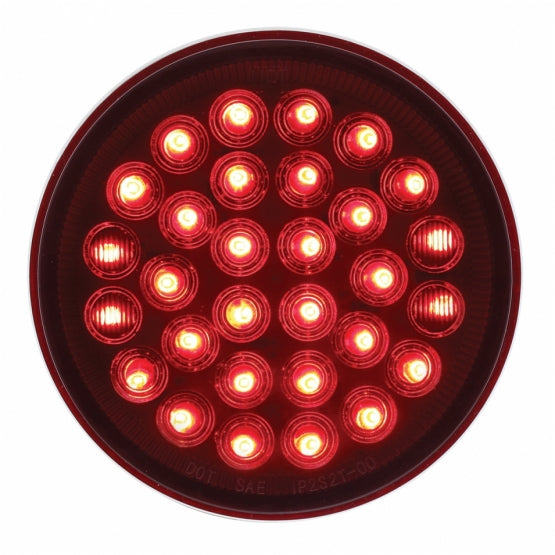30 LED 4" Round Light (Stop, Turn &amp; Tail) - Red LED/Red Lens (Bulk)