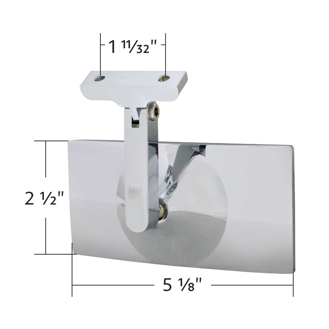 Rectangular Chrome Plated Aluminum Interior Rear View Mirror With Screw-On Mount