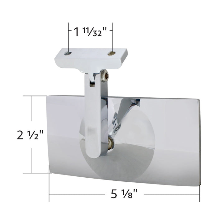 Rectangular Chrome Plated Aluminum Interior Rear View Mirror With Screw-On Mount