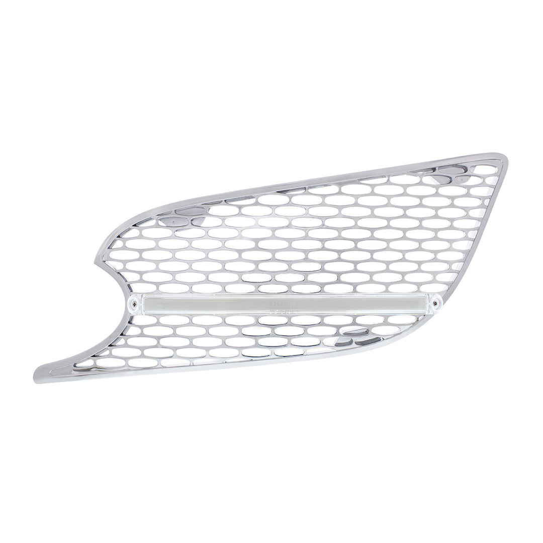 Chrome Air Intake Grille With LED GloLight For 2012-2021 Peterbilt 579 (Driver) - Amber LED/Clear Lens