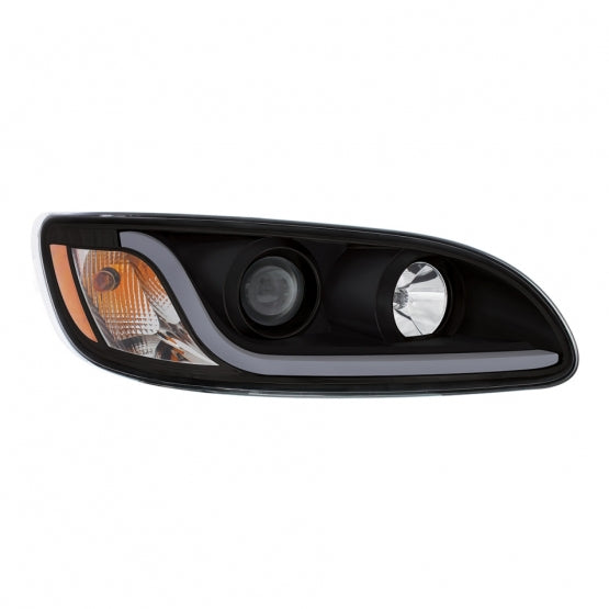 Black Projection Headlight W/LED Dual Function Light Bar For PB 386 (2005-2015) &amp; 387 (1999-2010) - Passenger