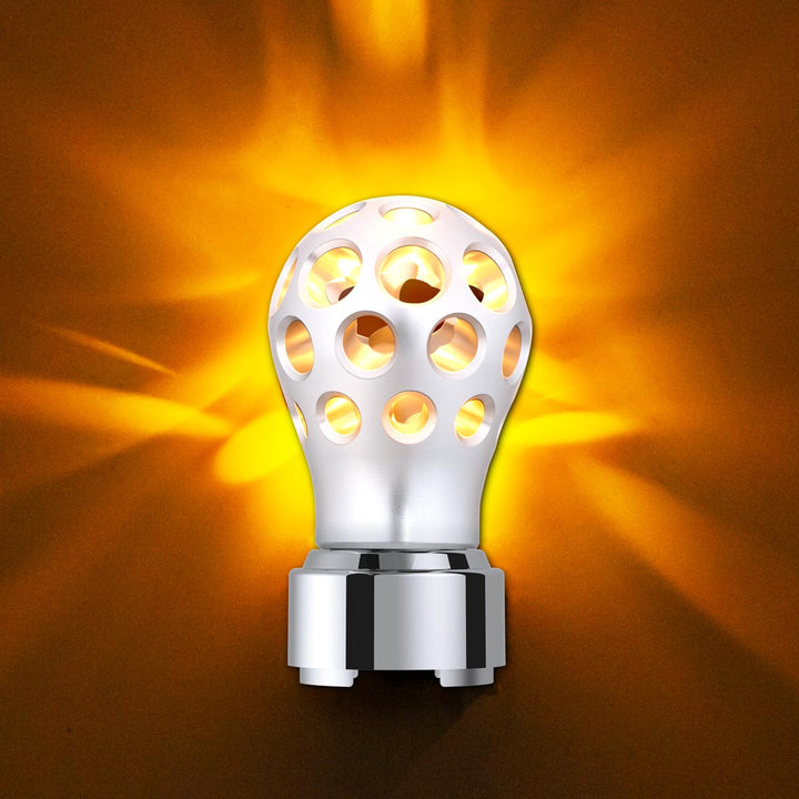 Thread-On Annodized Phoenix Style Ball Gearshift Knob With LED 9/10 Speed Adapter - Amber LED