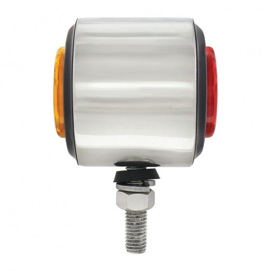 Stainless Steel 2" Double Face Light With 9 LED 2" Lights &amp; Grommets - Amber &amp; Red LED/Amber &amp; Red Lens