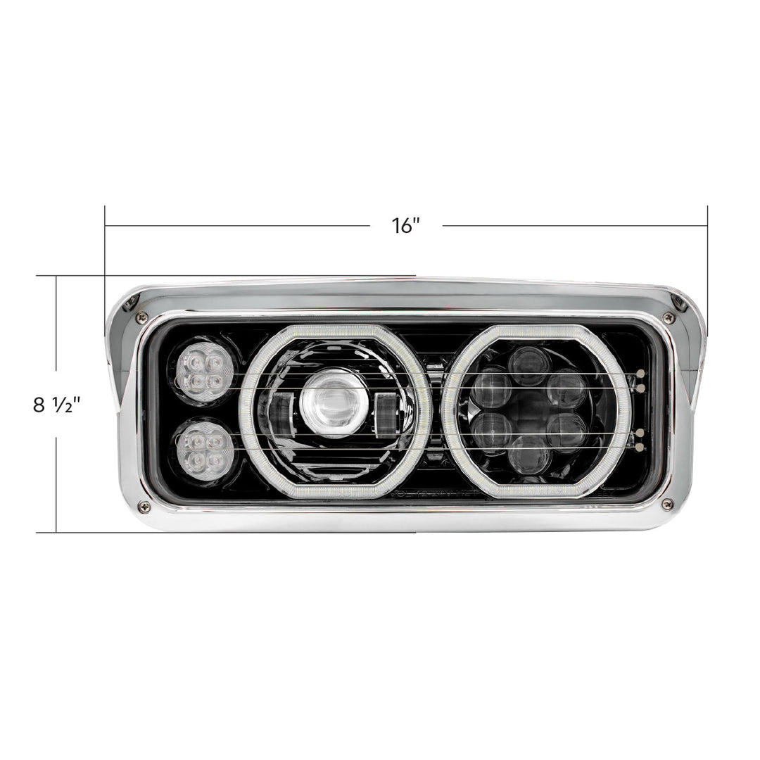 Blackout High Power Heated 10 LED Headlight With LED Turn &amp; DRL - Passenger