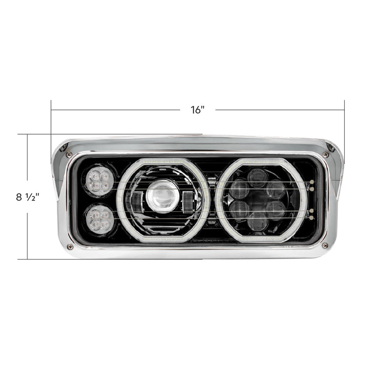 Blackout High Power Heated 10 LED Headlight With LED Turn &amp; DRL - Passenger