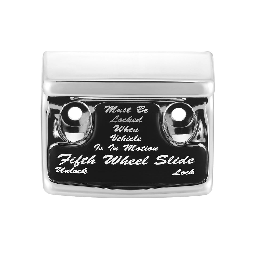 Chrome Plastic Fifth Wheel Switch Guard With Glossy Sticker For 1990-2010 Freightliner Classic - Black Sticker