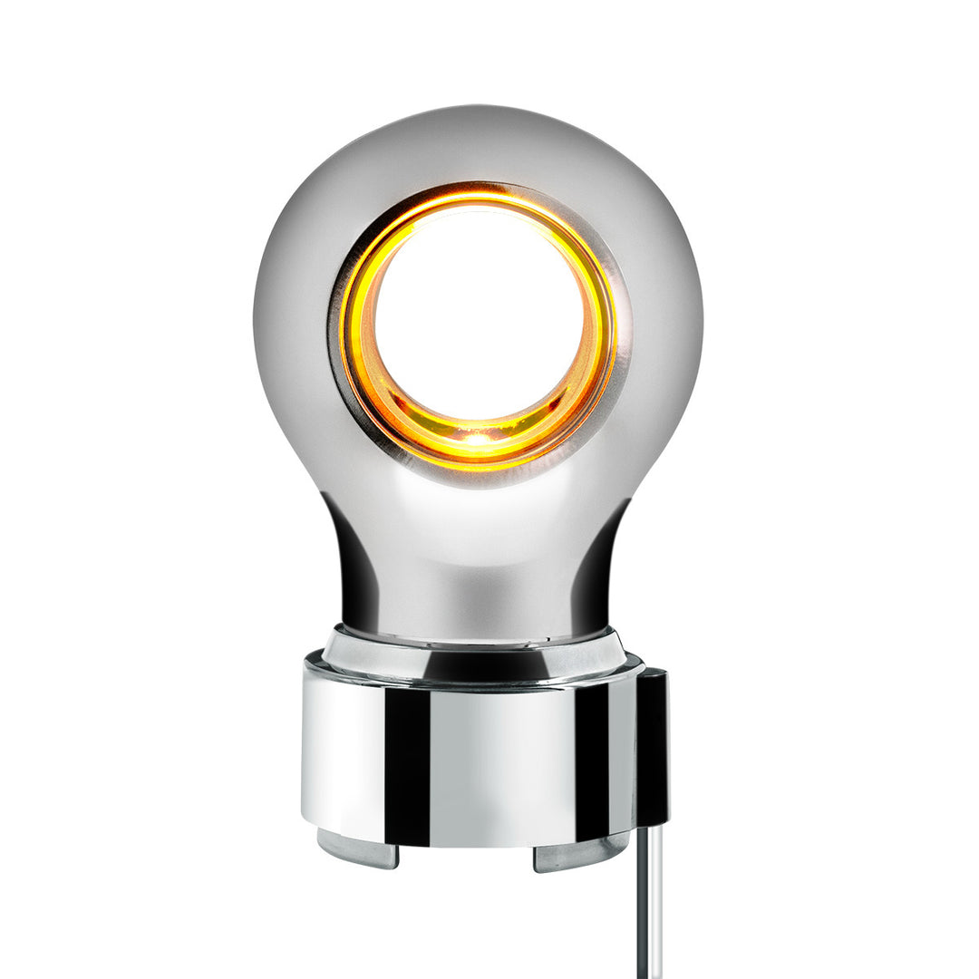 Thread-On Chrome Charlotte Style Gearshift Knob With LED 9/10 Speed Adapter - Amber LED