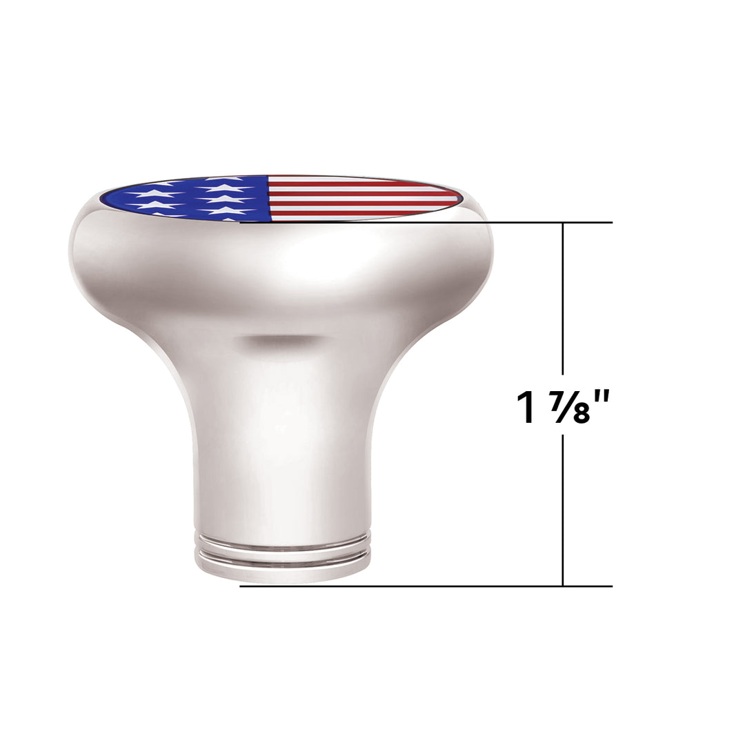 1/2" - 13 Thread-On Gearshift Knob With USA Flag Sticker - Chrome