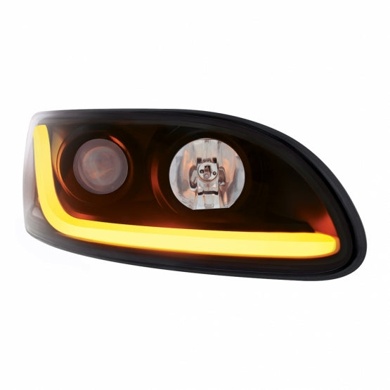 Black Projection Headlight W/LED Dual Function Light Bar For PB 386 (2005-2015) &amp; 387 (1999-2010) - Passenger