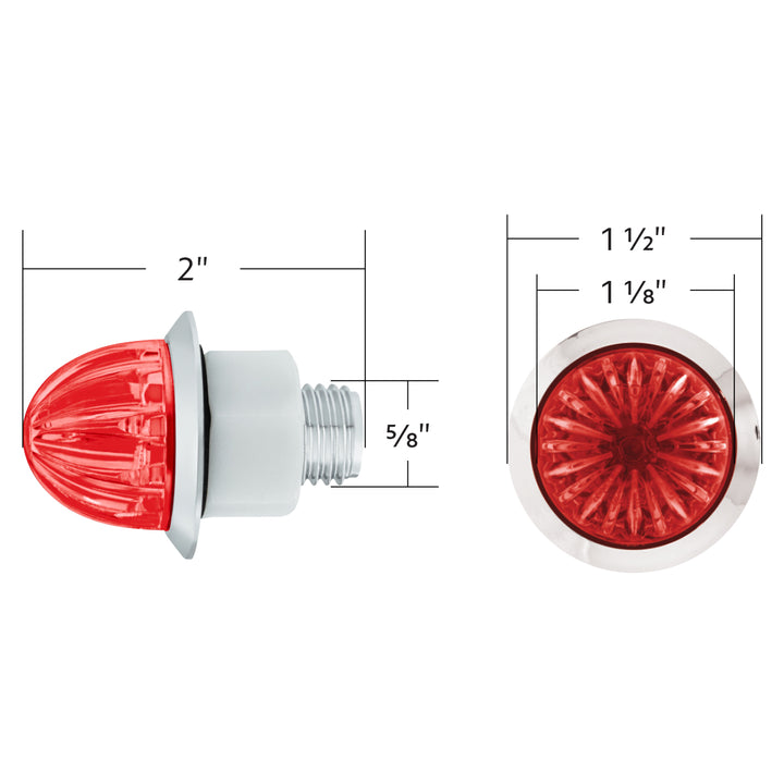 2 LED Dual Function 1-1/8" Watermelon Light (Clearance/Marker) - Red LED/Red Lens