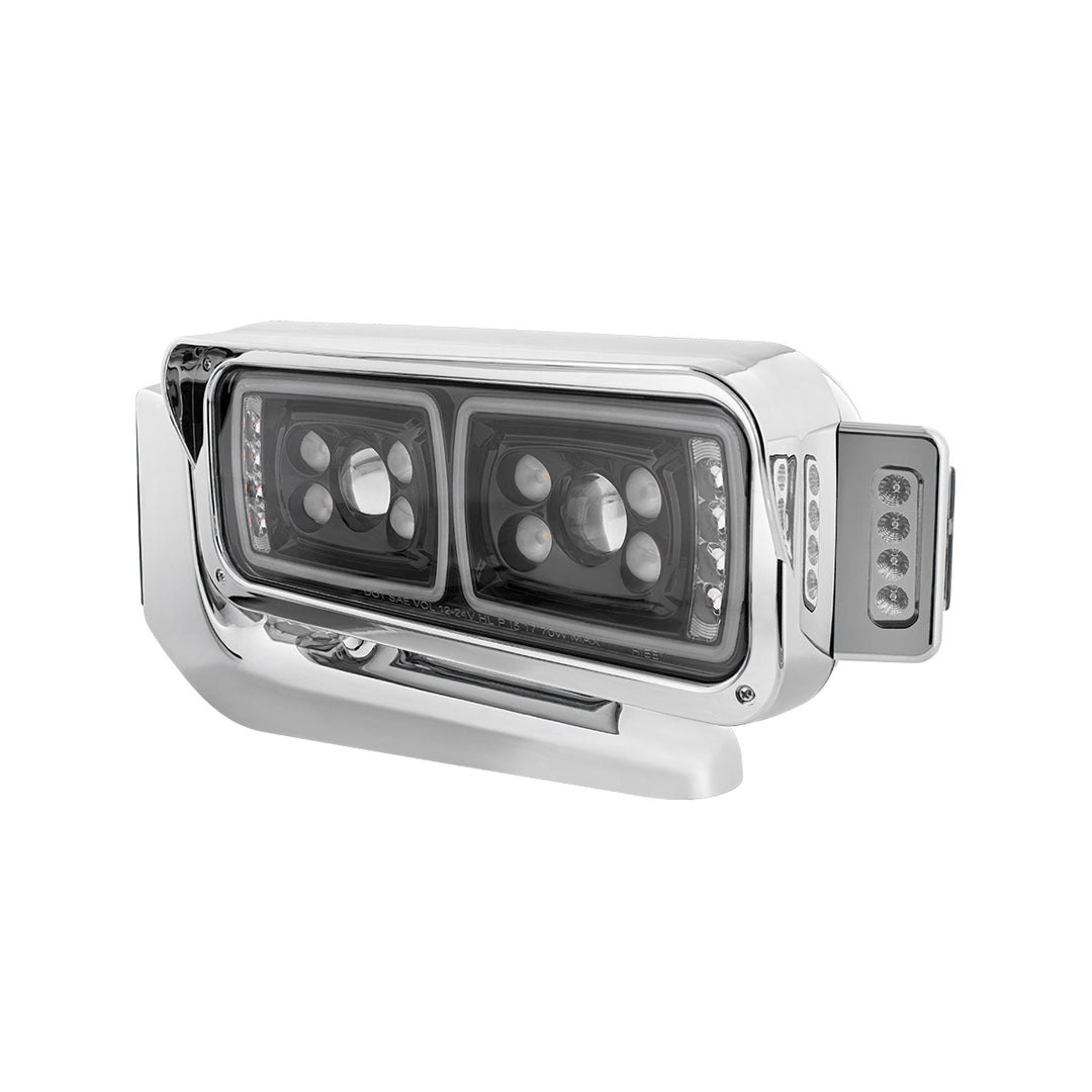 10 High Power LED "Blackout" Projection Headlight Assembly W/Mounting Arm &amp; Turn Signal Side Pod - Driver Side