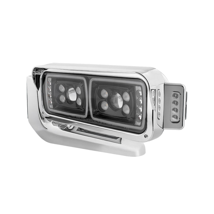 10 High Power LED "Blackout" Projection Headlight Assembly W/Mounting Arm &amp; Turn Signal Side Pod - Driver Side