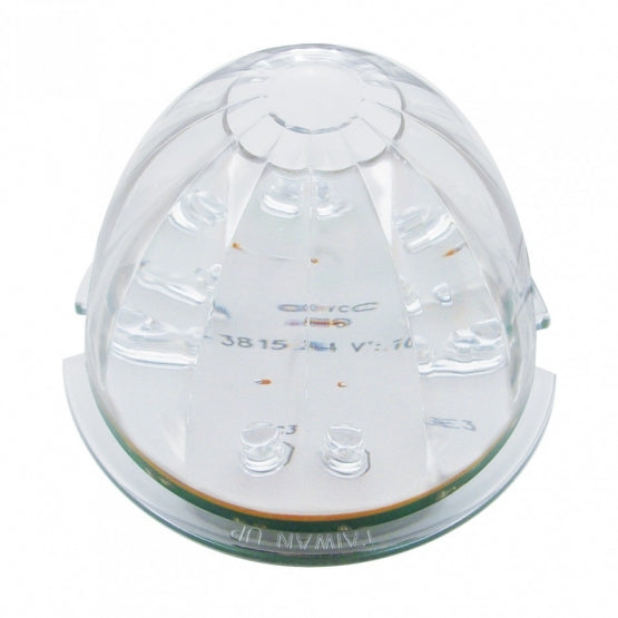 Fog Light Cover With Amber LED Watermelon Light &amp; Visor For 2007-17 KW T660 - Passenger - Clear Lens