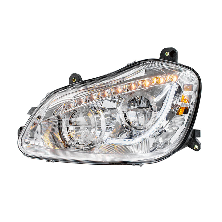 High Power 45 LED Chrome Headlight With Sequential Turn Signal For 2013-2021 Kenworth T680 - Driver