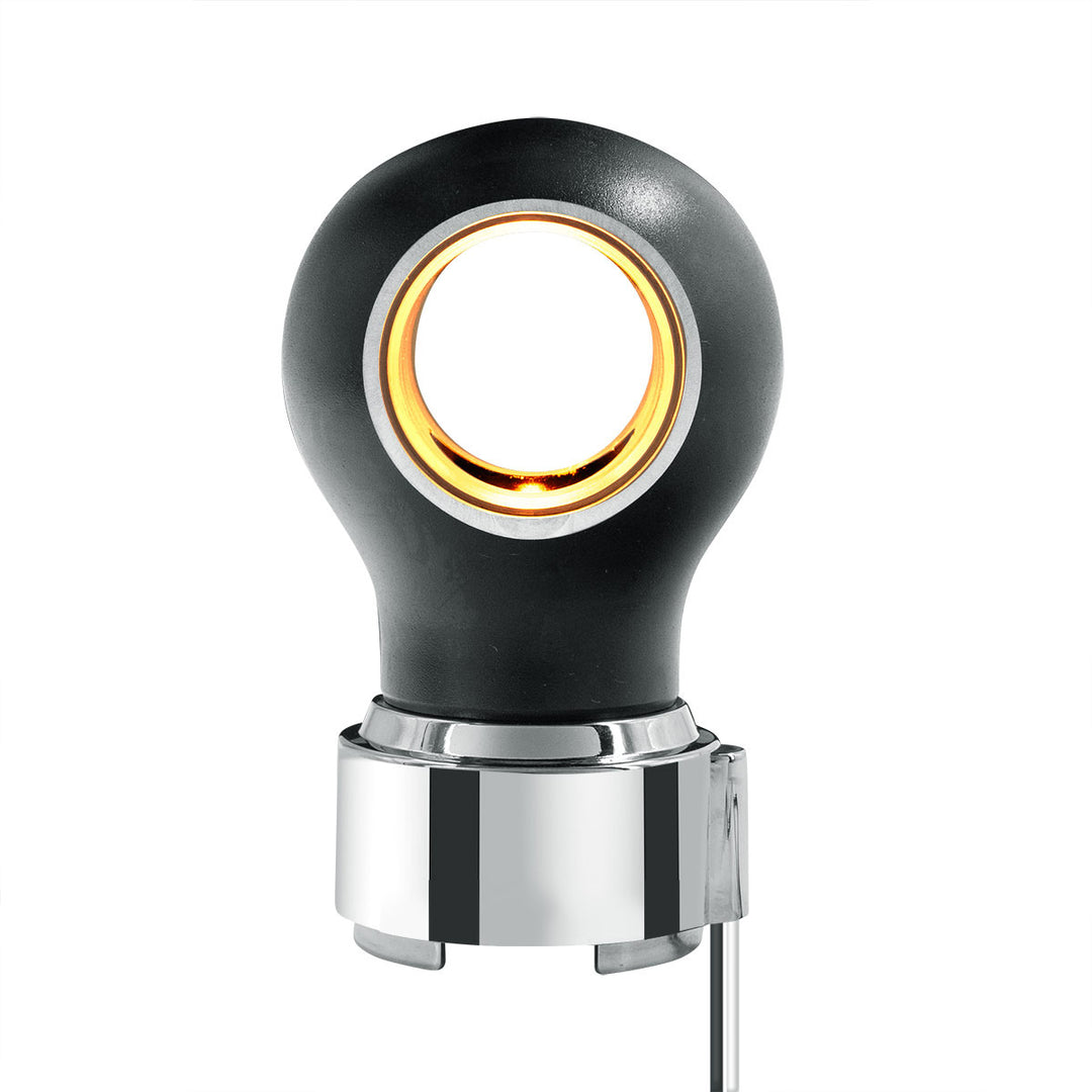 Thread-On Matte Black Charlotte Style Gearshift Knob With LED 9/10 Speed Adapter - Amber LED