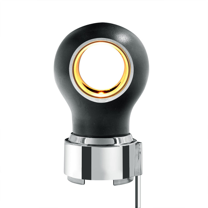 Thread-On Matte Black Charlotte Style Gearshift Knob With LED 9/10 Speed Adapter - Amber LED