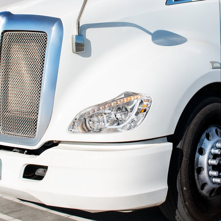 High Power 45 LED Chrome Headlight With Sequential Turn Signal For 2013-2021 Kenworth T680 - Driver