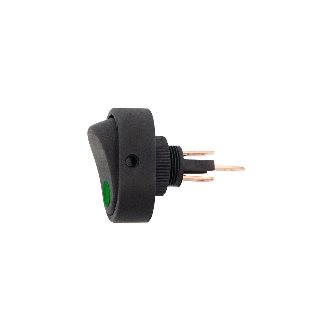 Green Illum Oval Rocker 16 Amp 12V On/Off 1/2" Dia. 1 Pc.