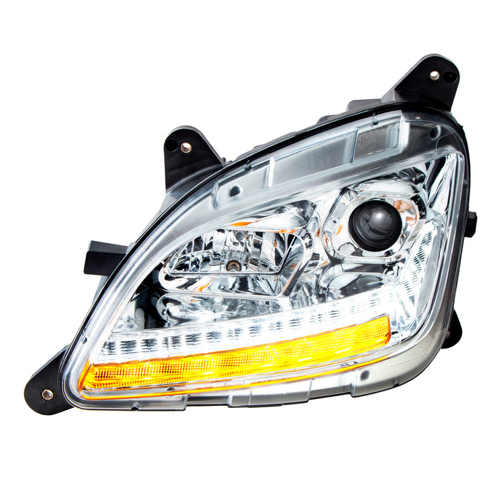 Chrome Projection Headlight With LED Sequential Turn and DRL For 2012-2021 Peterbilt 579 - Driver