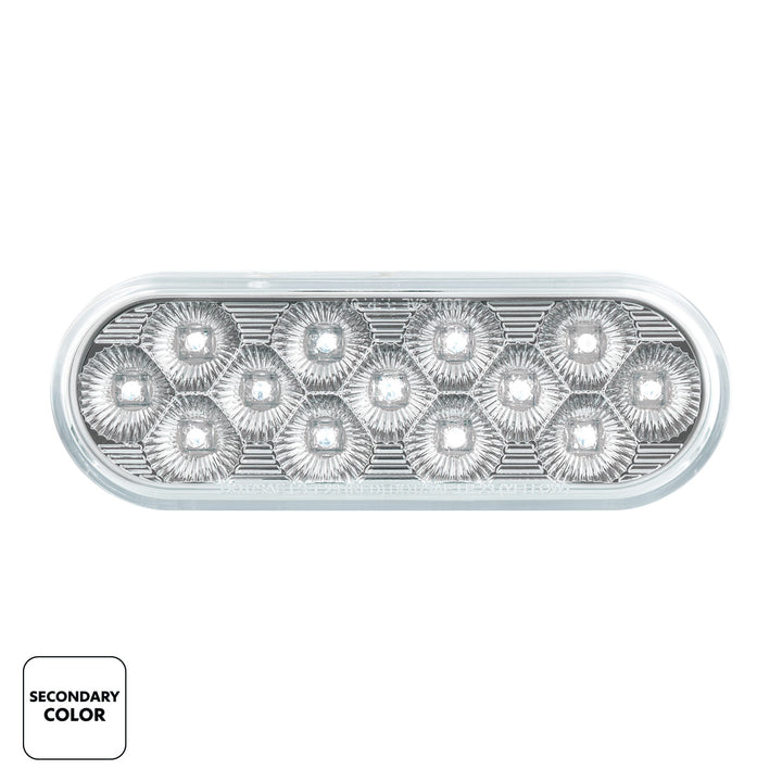 13 LED 6" Oval Double Fury Light (Turn Signal) - Amber &amp; White LED/Clear Lens