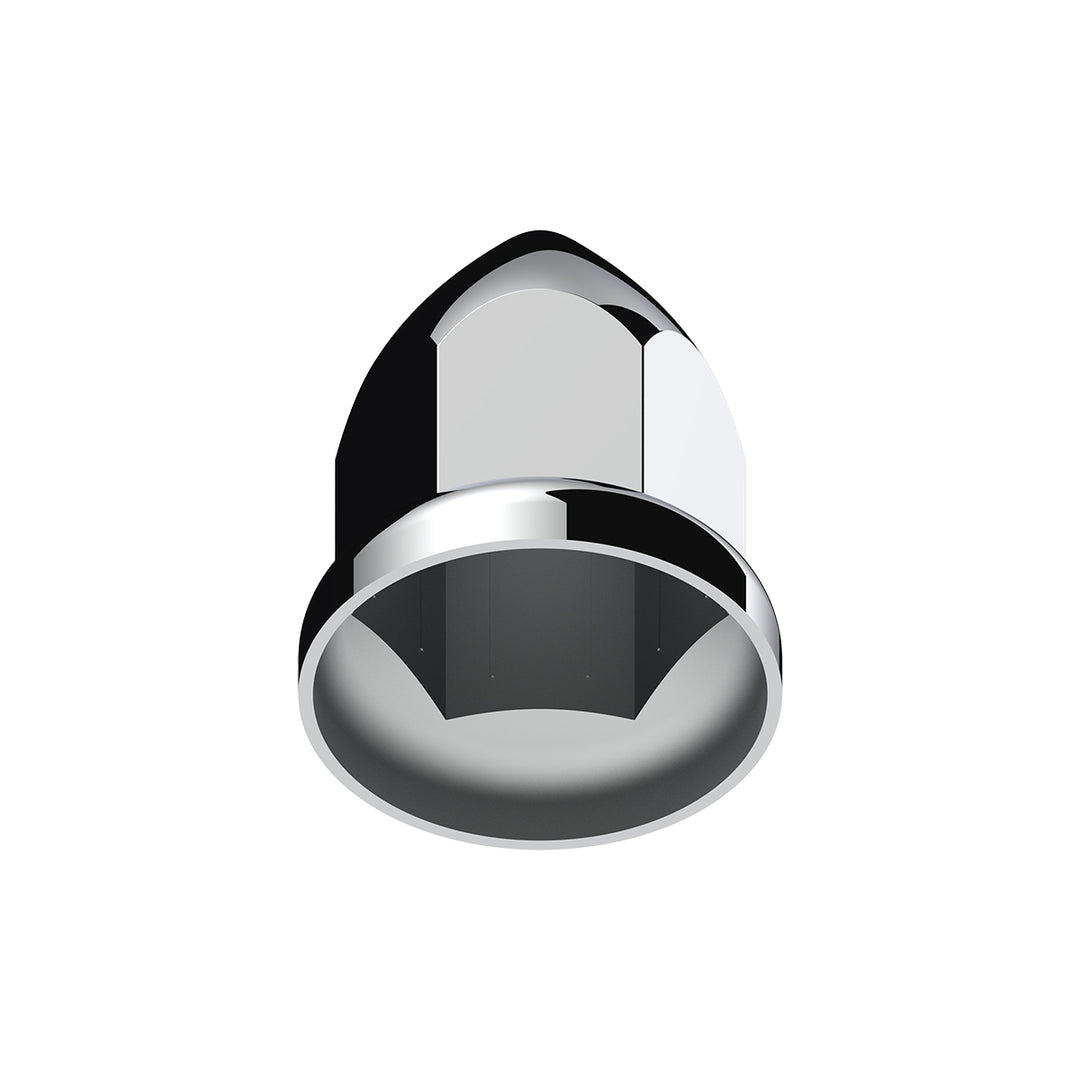 33mm X 2 3/8" Chrome Plastic Bullet Nut Covers W/ Flange - Push-On (Color Box Of 20)