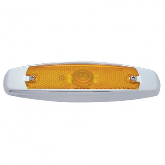 Single Halogen Bulb Light (Clearance/Marker) With Stainless Steel Bezel - Amber Lens (Bulk)