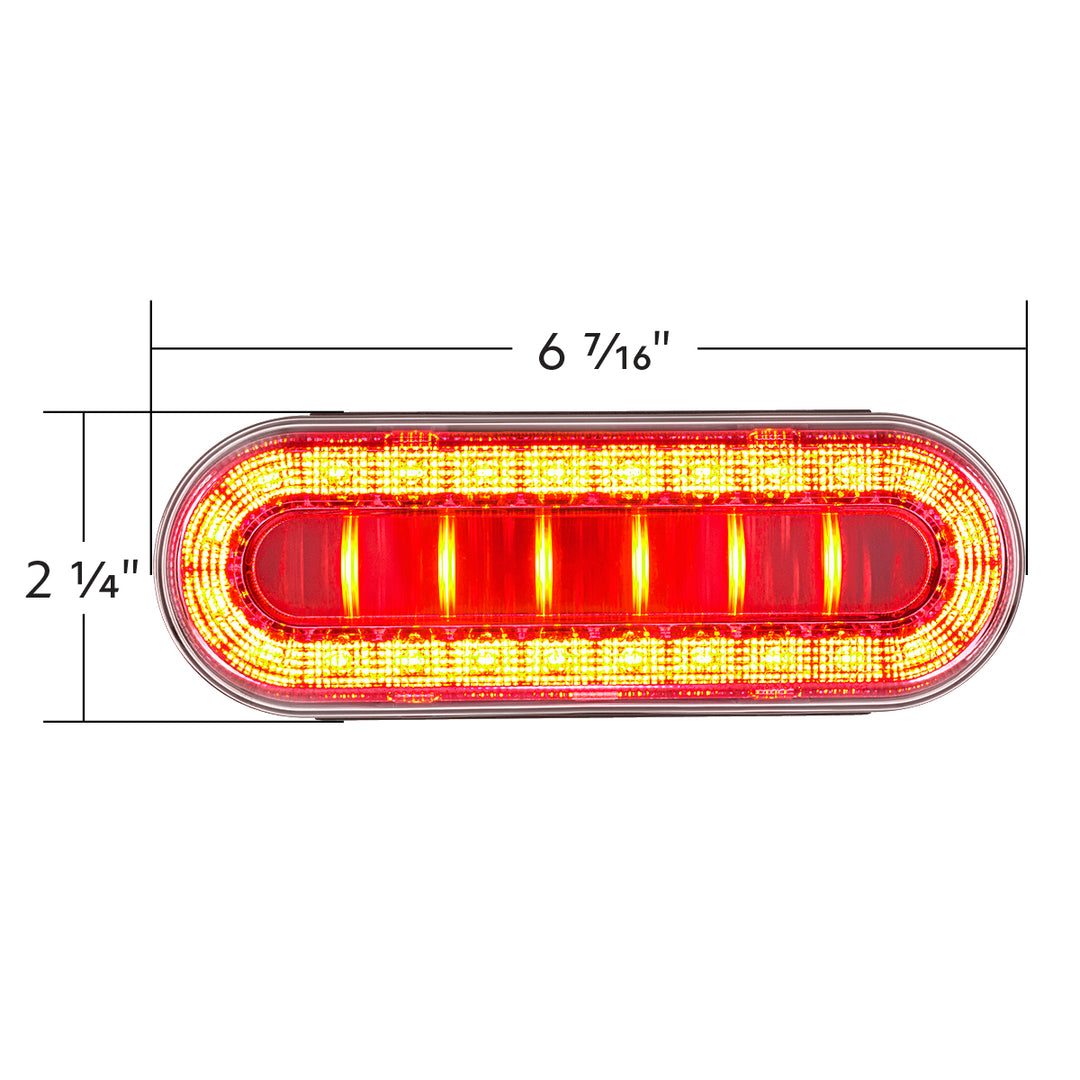 30 LED 6" Oval Lumos Light I - Series (Stop, Turn &amp; Tail) - Red LED/Clear Lens