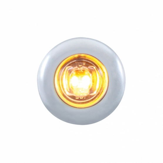 Stainless Steel Front Air Cleaner Bracket With 26 x 2 Amber LED 3/4" Mini Lights &amp; Stainless Steel Bezels For Peterbilt - Clear Lens