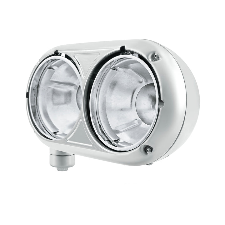 304 Stainless Dual Headlight Housing With Inner Lamp Bucket For Peterbilt 359 - Driver