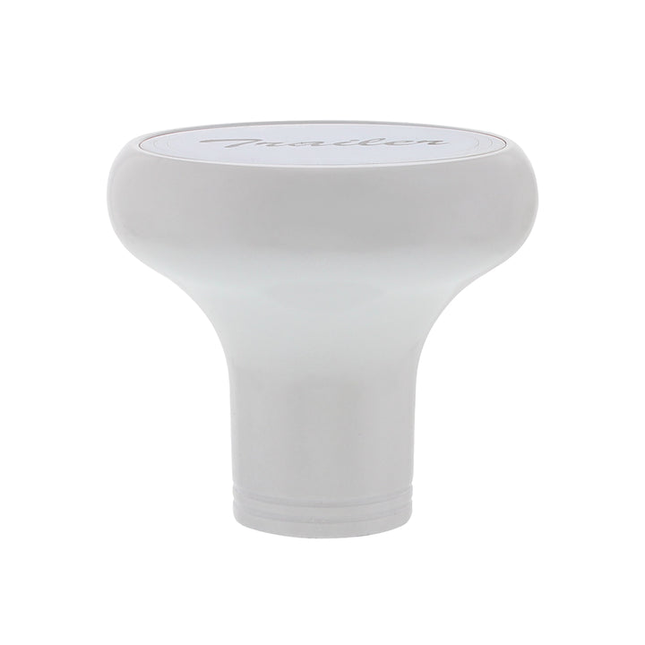 Deluxe Aluminum Screw-On Air Valve Knob With Stainless "Trailer" Plaque - Pearl White