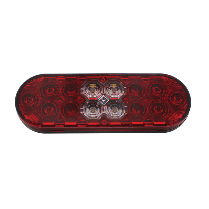 6" Oval Combo Light With 14 LED Stop, Turn &amp; Tail &amp; 16 LED Back-Up - Red LED/Red Lens