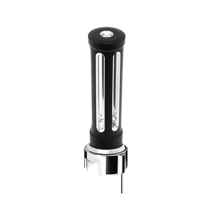 Thread-On Matte Black Sonoma Style Gearshift Knob With LED 13/15/18 Speed Adapter - Clear Crystal/White LED