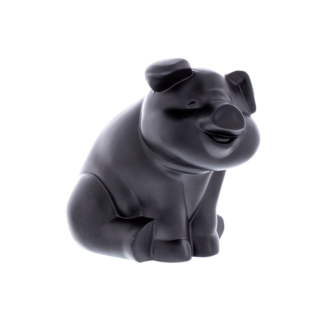 Die-Cast Sitting Pig Hood Ornament - Matte Black